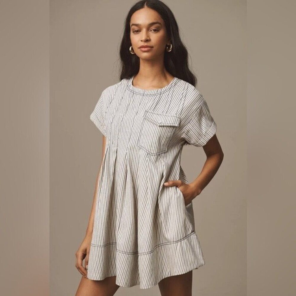 NWT Size 1X - Pilcro Short-Sleeve Denim Mini Swing Dress (100% Cotton)